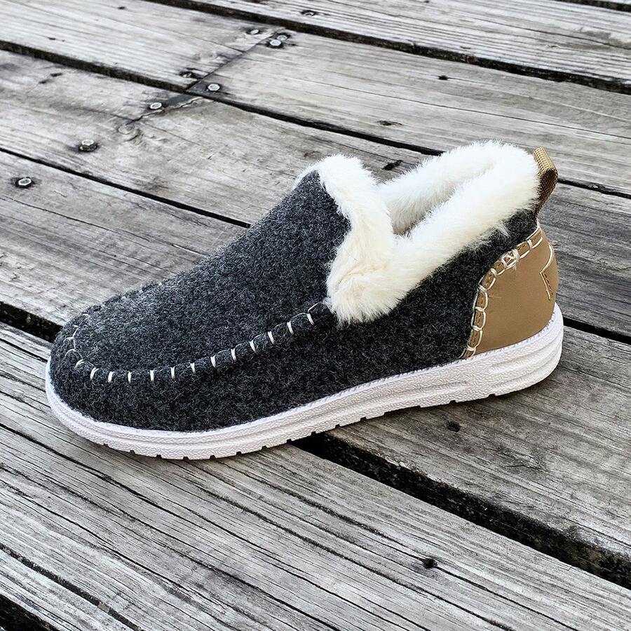 2024 Newest Winter Cross-Border Extra Large Size Women Winter Shoes, Plush Lining, Thick Fur Trimmed, Warm, Flat Bottom