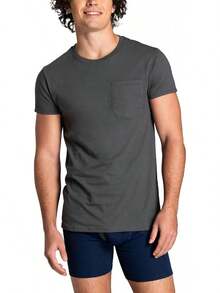 Mens Pocket Tee Undershirts, Wicking &, Short Sleeve Pocket-Shirts, Breathable Comfort - 多種大地色系 - 6 件裝 - 口袋裝 - 查看 6