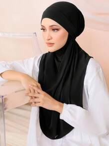 1pc Instant Hijab Muslim Instant Khimar, Soft, Comfortable, Breathable, Skin-Friendly Crystal Linen Fabric, Forehead Strap Design For Secure Fit, Multiple Wearing Styles, Suitable For Daily Life, Worship, Gathering, Prayer, Pilgrimage