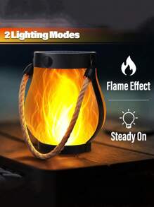 1/2 件太阳能火焰吊灯 - 3D 闪烁 LED 具有逼真的余烬效果，IP65 防水花园吊灯适用于露台凉亭，锻铁悬挂装饰