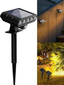 1pc Solar Powered Outdoor Wall Light, Outdoor Garden Solar Light With Motion Sensor, Fake Surveillance Light, Super Bright 4 LED Large Night Light, 5 LED Multi-Function Small Stake/Wall Light, 1200mAh Lithium-Ion Battery Solar Charging, Simulated Security Camera Design, 3 Lighting Modes, No Remote Control Included - Black - View 13