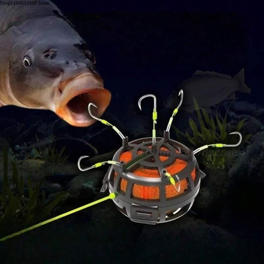 6个碳钢丝饵笼坠，新款方形饵笼弹簧钩