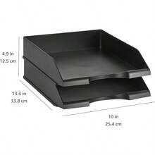Stackable Office Letter Organizer Desk Tray Pack Of 2 Black