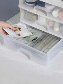 1 件抽屉式化妆品收纳盒，多功能桌面化妆品整理盒，多层梳妆台护肤品架，香水和口红收纳盒，大容量防水塑料收纳盒礼品盒，趣味礼品，收纳，适用于假日海滩、浴室收纳、卧室收纳，大容量 - 白色 - 查看 6