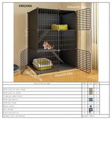 三层猫笼带猫砂盆，大型室内宠物笼，带免费空间，家用猫别墅 - 彩色 - 查看 13