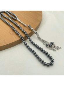 1pc 99 Beads 6mm Black Agate Muslim Prayer Beads - Black - View 1