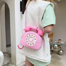 Special-Shaped Bag European And American Fashion Ideas Cute And Funny Personality Simulation Telephone Messenger Bag - 粉紅色 - 查看 7