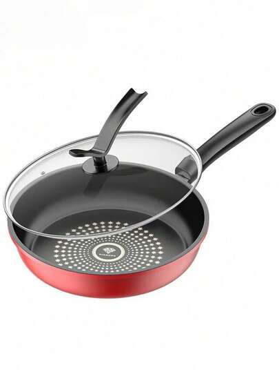 1pc 24cm Non-Stick Frying Pan With Lid, Dual-Use For Frying And Sauteing, Suitable For Induction Cooktop And Gas Stove