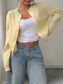 Freeform Autumn/Winter Women's Sweater, Fashion Minimalist Business Casual Commute Elegant Resort Warm High-End Versatile Slimming Victory Day Cute Top Korean Style - Yellow - View 3