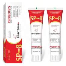 2 piezas sp8 pasta de dientes blanqueadora y cepillos dentales set de cuidado bucal blanqueador limpieza oral higiene completa familiar - Rojo y blanco - Ver 6