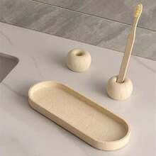 Resin Lotion Soap Dispenser, Bathroom Accessories Set, Bathroom Organizer Countertop, Empty Organizer Hand Soap Dispenser And Toothbrush Holder, Toothbrush Holder, Mouthwash Cup, Tray Set, Vanity Tray For Bathroom