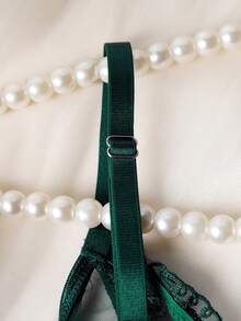 Women's Sexy Embroidered Teddy Lingerie Set - Dark Green - View 3