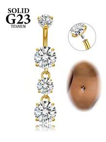 G23钛金吊坠肚脐环女士吊坠肚脐环CZ肚脐环弧形杠铃内螺纹肚脐穿孔饰品 - 彩色 - 查看 12