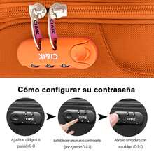 Set Of 2 Travel Suitcases, 20 And 18 Inches, With Rigid Wheels And A Lock. - 橘色 - 查看 7
