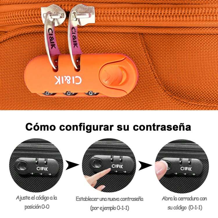 Juego 2 Maletas De Viaje 20 Y 18 Inch Rigidas Ruedas Candado - Naranja - Añade 7