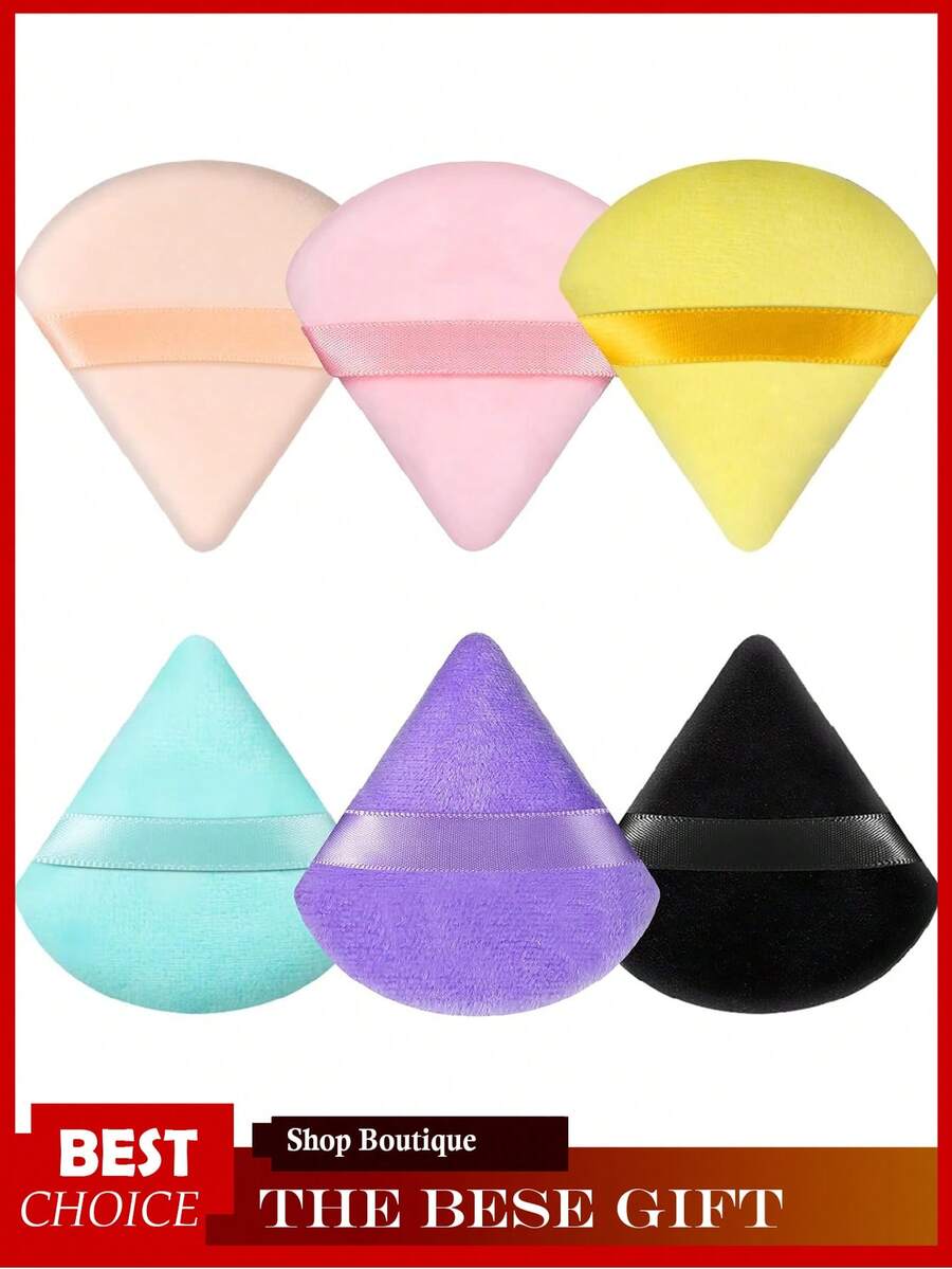 10pcs Triangle Powder Puff, Soft Makeup Sponge, Make Puff For Face Powder, Cosmetic Foundation Sponge Makeup Tool - 彩色 - 查看 1