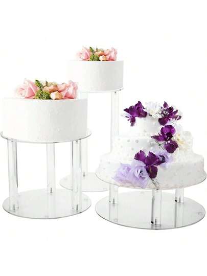 Suporte redondo de acrílico transparente para cupcakes, suporte para exposição de sobremesas em vários níveis, adequado para padaria, festa, casamento, feriado, exposição de bolos