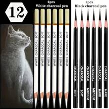 12/25/32pcs Sketch Drawing Pencil Set, Black & White Charcoal Pencils, Art Supplies For Adults & Students - Sets - View 12