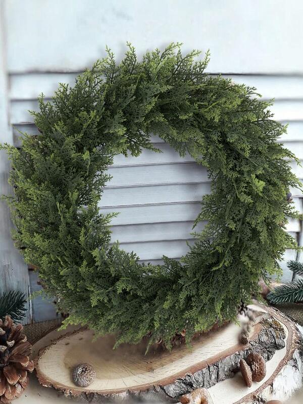 1/2pcs Artificial Cedar Wreath, Aglaia Odorata Wreath, Boxwood Wreath, 41cm/16.14 Inches, Artificial Plant, Artificial Flower, Artificial Plant, Green, PE Material, School Dormitory Office Decoration, Outdoor Gathering Event Festival Birthday Party Decoration, Home Entrance Hotel Restaurant Living Room Bedroom Wedding Banquet Kitchen Garden Decoration, Christmas Decoration Home Decor Christmas Decorations Room Decor