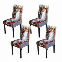 1/4/5/6/7/36pcs Winter Pine Tree & Holly Berry Print Chair Cover/Seat Cushion Set, Suitable For Indoor Home, Restaurant, Hotel, Ideal Choice For Modern Daily Decor. Tablecloth Fits Square Dining Table, Elastic Chair Covers Are Washable.