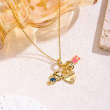 New 18K Stainless Steel Zirconia Necklace For Women, Micro-Inlaid Copper Pendant Jewelry, High-End Fashion Personality And Versatile Temperament - 金色-1 - 查看 3