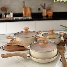 Non-Stick Ceramic Cookware Set With Glass Top 4pcs