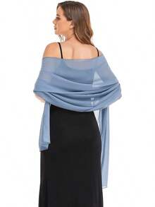 Shawls And Wraps Evening Dresses Sheer Chiffon Women Elegant Soft Silky Wraps Wedding Bridal Scarf - 酒紅色 - 查看 7