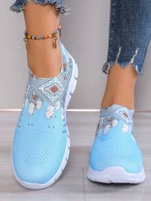 Nuevos tenis de punto para mujer, suela suave, transpirable, desodorante, ligero, casual de moda, calzado deportivo de corte bajo, calzado casual para mujer, zapatos deportivos de tela transpirable, suela suave, cómodos, zapatos de malla hueca, calzado de corte bajo para todas las estaciones, adecuado para exteriores, deportes, uso diario, apto para todas las estaciones, zapatos tipo calcetín de tela de punto