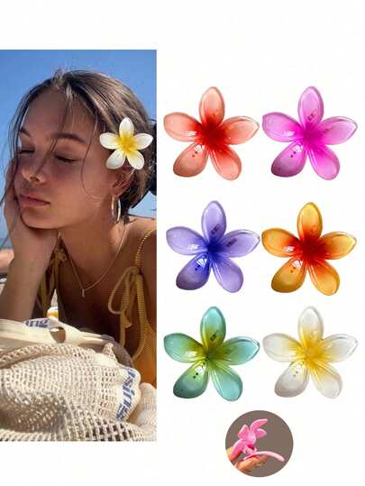 6 יחידות לנשים 4 ס"מ/1.57 אינץ' לבן, כתום, ורוד, סגול, ירוק, צהוב קליפסים קטנים מפלסטיק בצורת פרח צבעוני, אביזרי שיער אלגנטיים ואופנתיים בצבע אחיד, מתאימים לטיולים יומיומיים, קז'ואל, מסיבה, נסיעות, חוף ים, קיץ, קליפסים לטפרים, טפרים לשיער, סיכת שיער, סיכות שיער, בגדי חופשה לנשים, אביזרים חמודים, תלבושת חג המולד לנשים, אביזרים ליום האהבה, אביזרי ראש, אביב, סיכת ראש