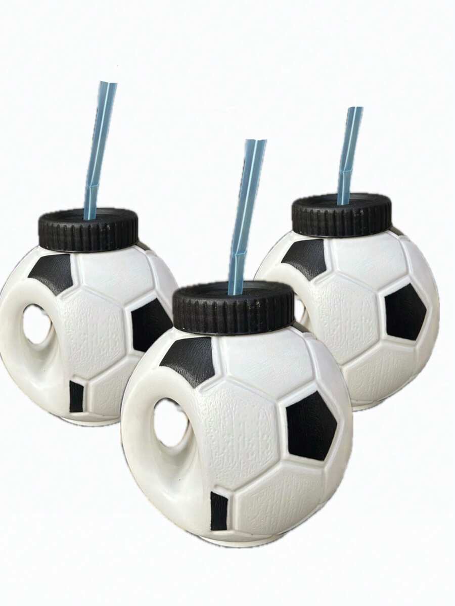 Vaso en forma de balón de futbol para fiesta 600ml, vaso temático deportivo reutilizable, accesorio para eventos y celebraciones, diseño divertido para deportes y reuniones - Blanco y Negro - Ver 1