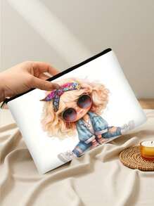 带有可爱小女孩图案的双面化妆包、旅行洗漱用品收纳袋、家用钱包铅笔袋、学校学生收纳袋文具袋、教师组织者礼物印花收纳袋、小女孩最喜欢的旅行包、礼物朋友家人女性和小女孩最喜欢的化妆品收纳袋、旅行旅行包杂物收纳袋、零钱化妆品眼镜收纳袋