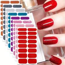 8 Sheets Ladies' Shiny Effect Salon Quality Nail Stickers,Suitable For Women's Home DIY Self-Use Nail Art Supplies Nail Art Kit - Multicolor - View 3