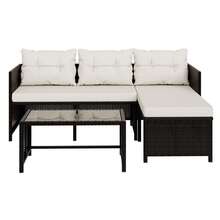 Vongrasig 3 Piece Patio Furniture Sets, All-Weather PE Wicker Outdoor Sofa Couch Sectional Set, Small Conversation Set For Garden/Patio W/Cushion, Glass Table - 白色 - 查看 4
