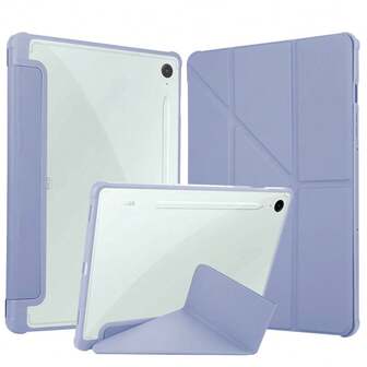 Funda plegable en forma de Y para tableta de acrílico morado con ranura para bolígrafo, compatible con Samsung Galaxy Tab A9/A9 Plus/Galaxy Tab S9 2023/S9+2023/S9 FE 2023/S9 FE+ 2023/S10+/S10 FE 2025/S6