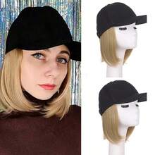 12 Zoll Baseball Cap Perücke, synthetische Perückenkappe, Damen hitzebeständige Faser Kurzhaarperücke mit Wellen, geeignet für den täglichen Gebrauch, Halloween - Verschiedenfarbig - Übersicht 15