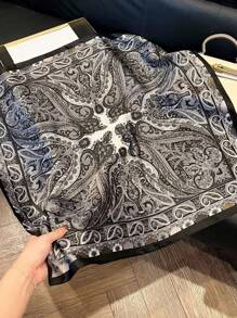 1 pièce Foulard carré imprimé cachemire pour femmes, bandeau en soie et foulard pour le cou pour une utilisation quotidienne