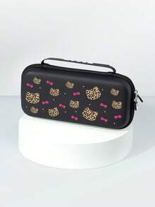 1 pieza Funda protectora con diseño de lazo y estampado de leopardo, compatible con Switch 2 (2025), para Nintendo Switch NS/Switch OLED/Lite, adecuada para accesorios de consola de juegos Switch 2, bolsa de almacenamiento, funda protectora para Switch, regalo romántico para jugadores de Switch - Multicolor - Ver 7