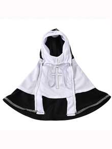 宠物展犬服装，万圣节角色扮演服装，黑白连帽斗篷宠物服装 - 彩色 - 查看 5