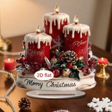 1/2/4 Pcs Merry Christmas Candle Desktop Decoration Multipurpose 2D Acrylic Plaque Home Dormitory Office Winter Gift Christmas Surprise