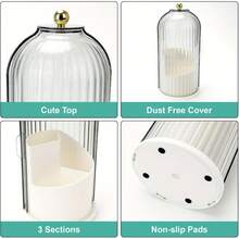 Elegant White And Gold Sliding Toothbrush Holder - 360 ° Rotating, Dustproof Bathroom Vanity Storage Box | Versatile Storage Toothbrushes, Toothpaste, Makeup Brushes, And More | Stylish Design With Transparent Door, Bathroom Tray, Bathroom Storage Box | Stylish Storage Box | Durable Plastic, Toothbrush Storage Box, Bathroom Tray, Bathroom Storage Box - 透明的 - 查看 7