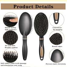 四件套气垫梳、顺发梳和梳子套装，包含扁平梳和顺发梳，男女皆宜，适用于干发、卷发和直发。是馈赠亲友的理想之选。套装包含梳子、顺发梳、球形梳、迷你梳子套装、木梳、美发工具、梳子、美发设备、发型设计、美发、梳子、梳子套装、梳子、卷发梳、顺发梳、女士梳子、理发师、理发配件、理发店、美发设备。 - 彩色 - 查看 6