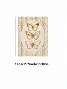 1pc Frameless Vintage Butterfly Print Cottagecore Wall Art With Antique Moth, Neutral Melancholy Insect Poster, Dark Academia Decor, Botanical Drawing For Bedroom, Frameless Ethereal Garden Canvas