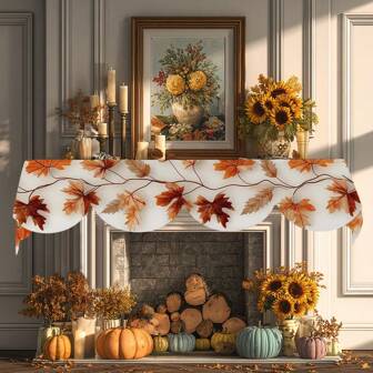 1 pièce/72 pièces Feuille d'érable rouge d'automne, serviette de cheminée, écharpe de manteau, en tissu de polyester, convient pour Halloween, décorations de festival des récoltes, fournitures de fête, chemin de table, drapeau ou couverture de foyer, parfait pour la décoration de la maison, du salon, de la cheminée, de la porte et de la fenêtre