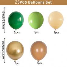 25/45/60 piezas Globos de Aventura en la Selva Verde Marrón Beige Bosque Salvaje, Adecuados para Fiesta de Revelación de Género, Despedida de Soltera, Fiesta de Carnaval, Fiesta de Cumpleaños, Ceremonia de Graduación, Aniversario, Despedida de Novia, Navidad, Baby Shower - Multicolor - Ver 4
