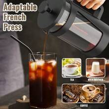 Small French Press 12 Oz Mini French Press Coffee Maker 1 Cup Single Serve Coffee Press Coffee Brewer With 3 Level Filtration Perfect For Tea Lovers - Black - View 6