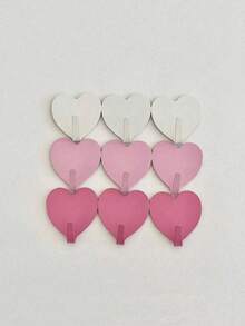 3 Pieces Of Pink Heart Decorative Wall Hooks. No Drilling Required. Perfect For Girls' Room Decoration. Minimalist Style. Can Be Used For Hanging Keychains, Coats, Towels, Hats, Jewelry, Umbrellas, Etc. Suitable For Living Room, Bedroom, Office, Home Decoration - Multicolor - View 7