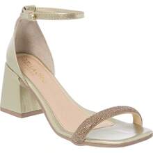 Women's Rhinestone Sandal With Thick Heel And Comfort Party Heel - Gold - View 4