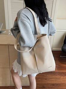 Bolso de lona minimalista casual, bolso de hombro de gran capacidad para mujeres, estudiantes universitarios, ir y venir