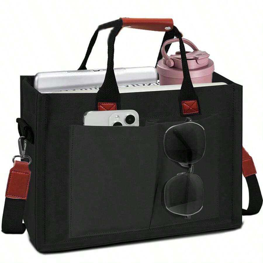 Damska torba płócienna z podszewką z poliestru – zapięcie magnetyczne, regulowany i odpinany pasek na ramię, wiele kieszeni i przegródek – do ręki, na ramię, na ramię