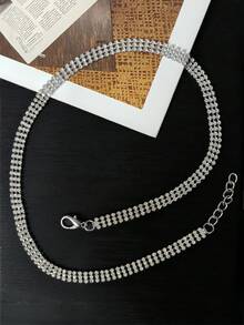 1pc Gentleman's Rhinestone Decor Chain, Suitable For Parties And Birthdays